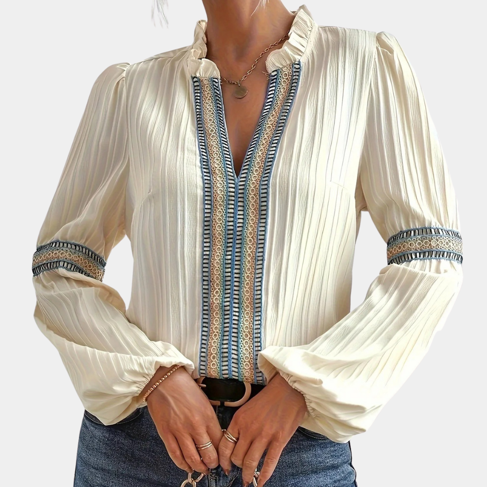 DIVA | V-Hals Dames Blouse Met lange Mouwen & Boho Style