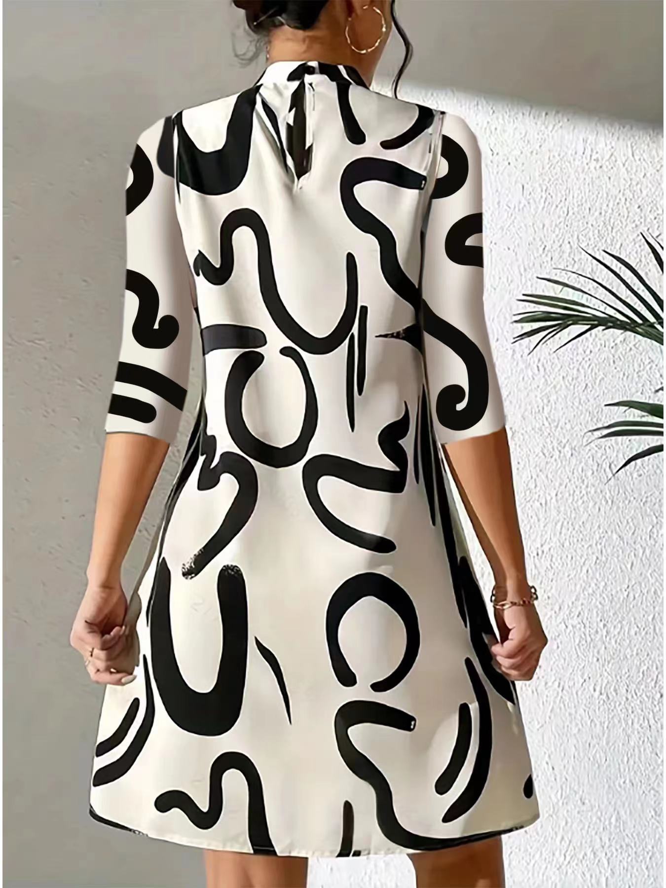 NOEMI | Dames Zomer Mini Jurk Met Prints En Halflange Mouwen – Licht, Modieus & Comfortabel