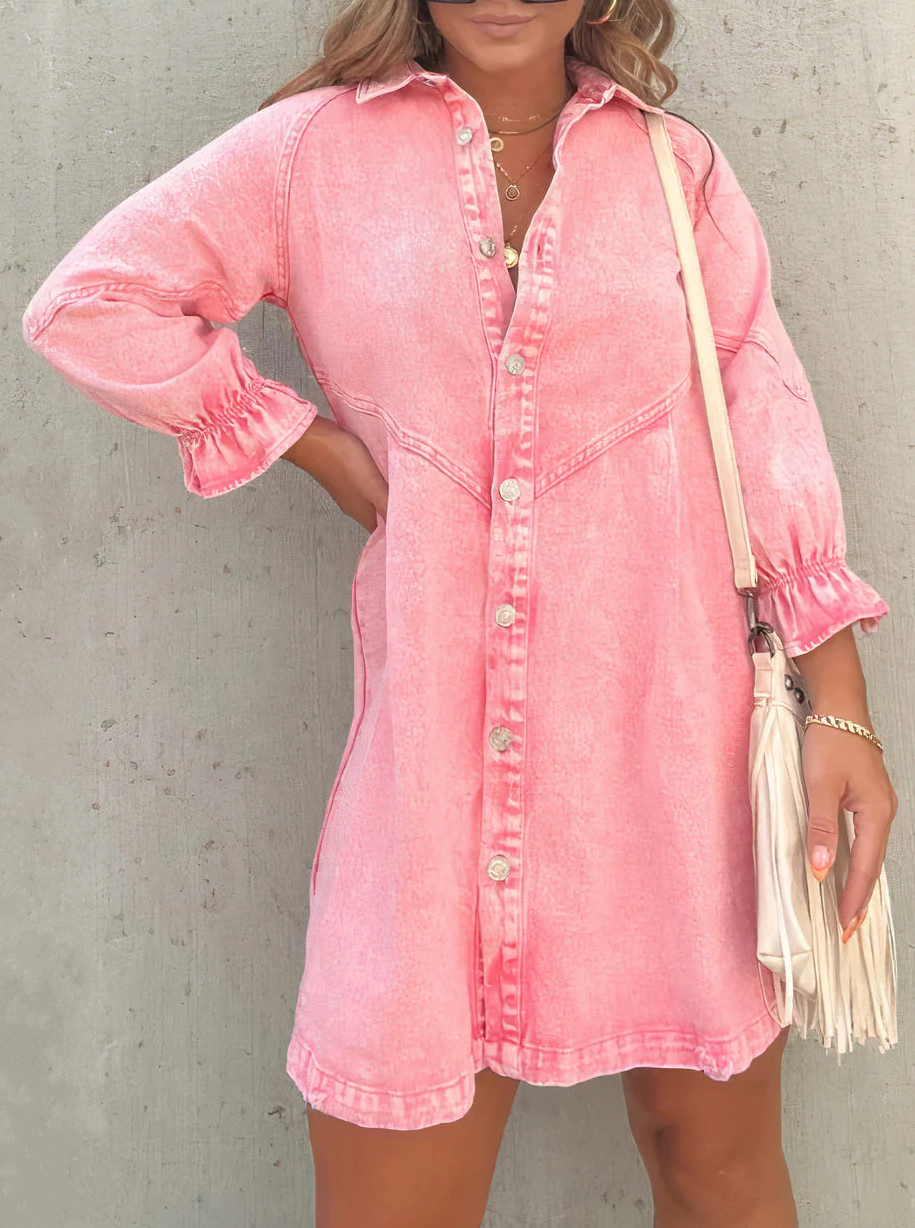 DENIM BLOUSE JURK | Zomerse Spijkerjurk Met Knopen - Luchtig, Elegant & Klassiek