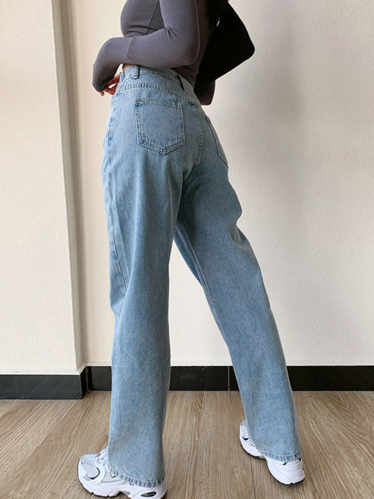 GIORGIA | Dames Jeans Met Hoge Taille En Asymmetrische Riem – Comfortabel, Eigentijds & Ultra-Flatterend