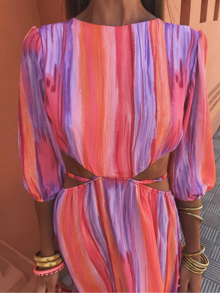 RHODE | Zomerse Maxi Jurk - Kleurrijk met Open Rug