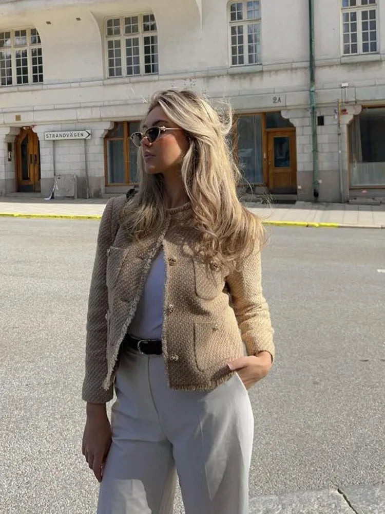 JOAN | Klassiek Dames Jasje Van Luxe Tweedstof - Tijdloos, Elegant & Klasse