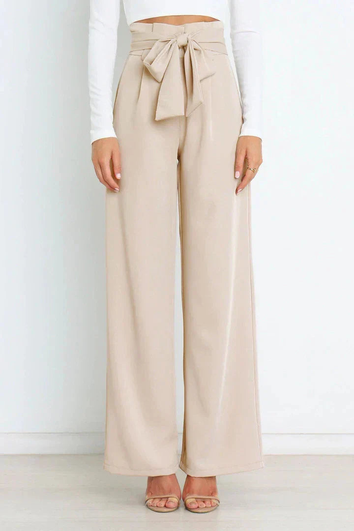 ELAYNAH | Wijde Panthalon Voor Dames Met Hoge Taille & Strik Design