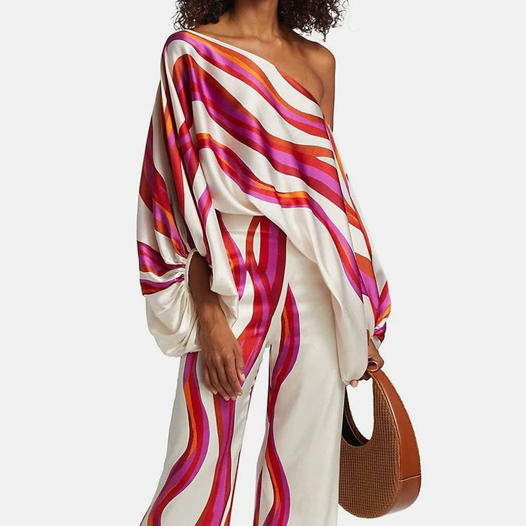LOTTE | Stijlvolle Satijnen Dames Set – Elegant, Off-Shoulder & Luxe Comfort