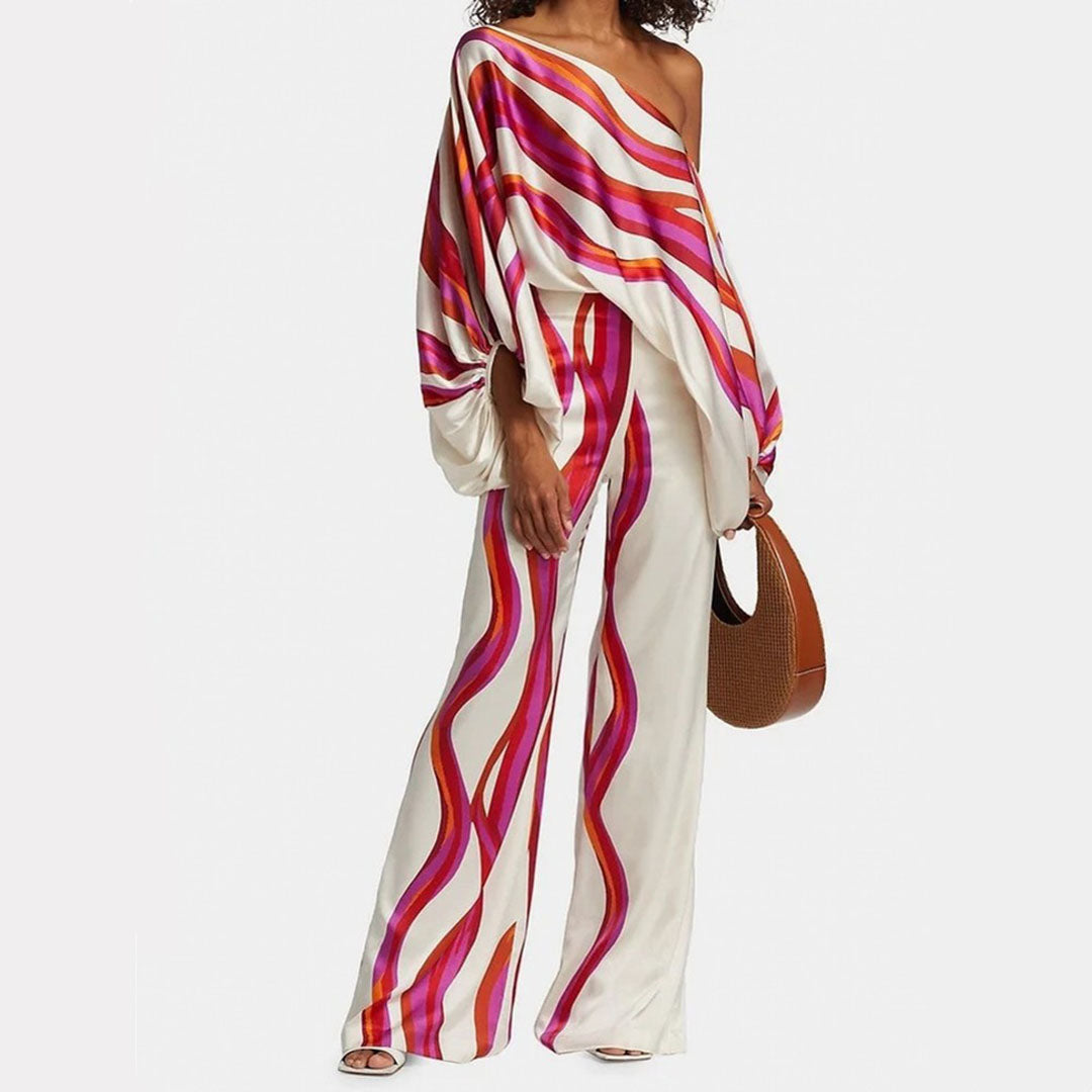 LOTTE | Stijlvolle Satijnen Dames Set – Elegant, Off-Shoulder & Luxe Comfort