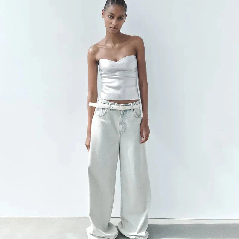 LIVIA | Luxe Metallic Top Voor DamesZonder Bandjes - Elegant, Chic & Onweerstaanbaar