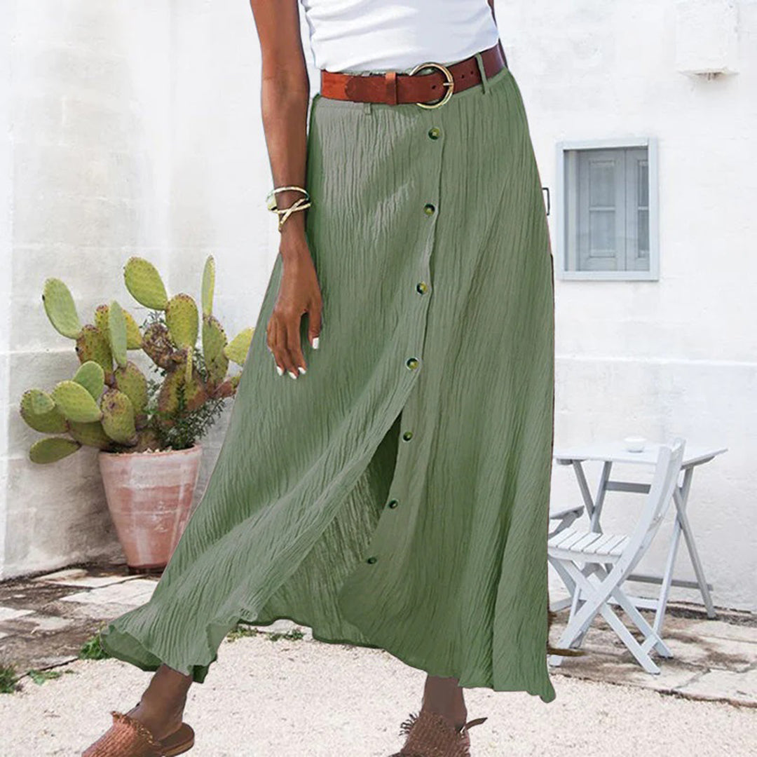 TAVIRA | Maxi Zomer Rok Voor Dames Met Blouse knoop Design - Zomers & Luchtig