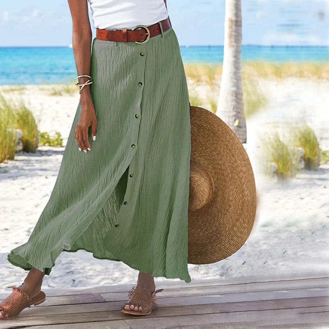 TAVIRA | Maxi Zomer Rok Voor Dames Met Blouse knoop Design - Zomers & Luchtig