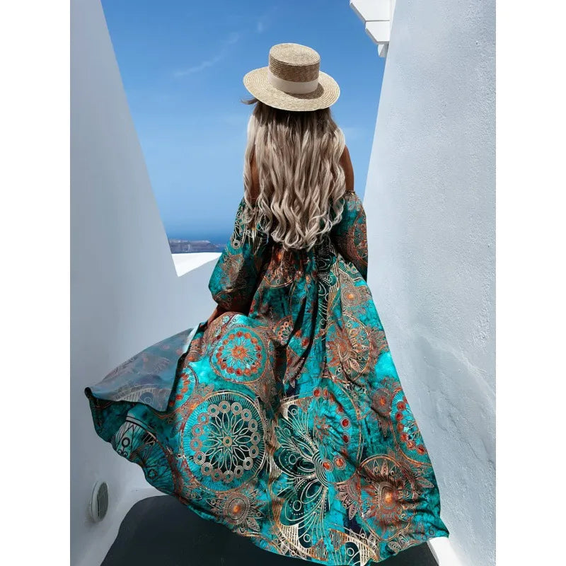 HAILEY | Boho Off Shoulder Maxi Zomerjurk Voor Dames - Zomers & Elegant