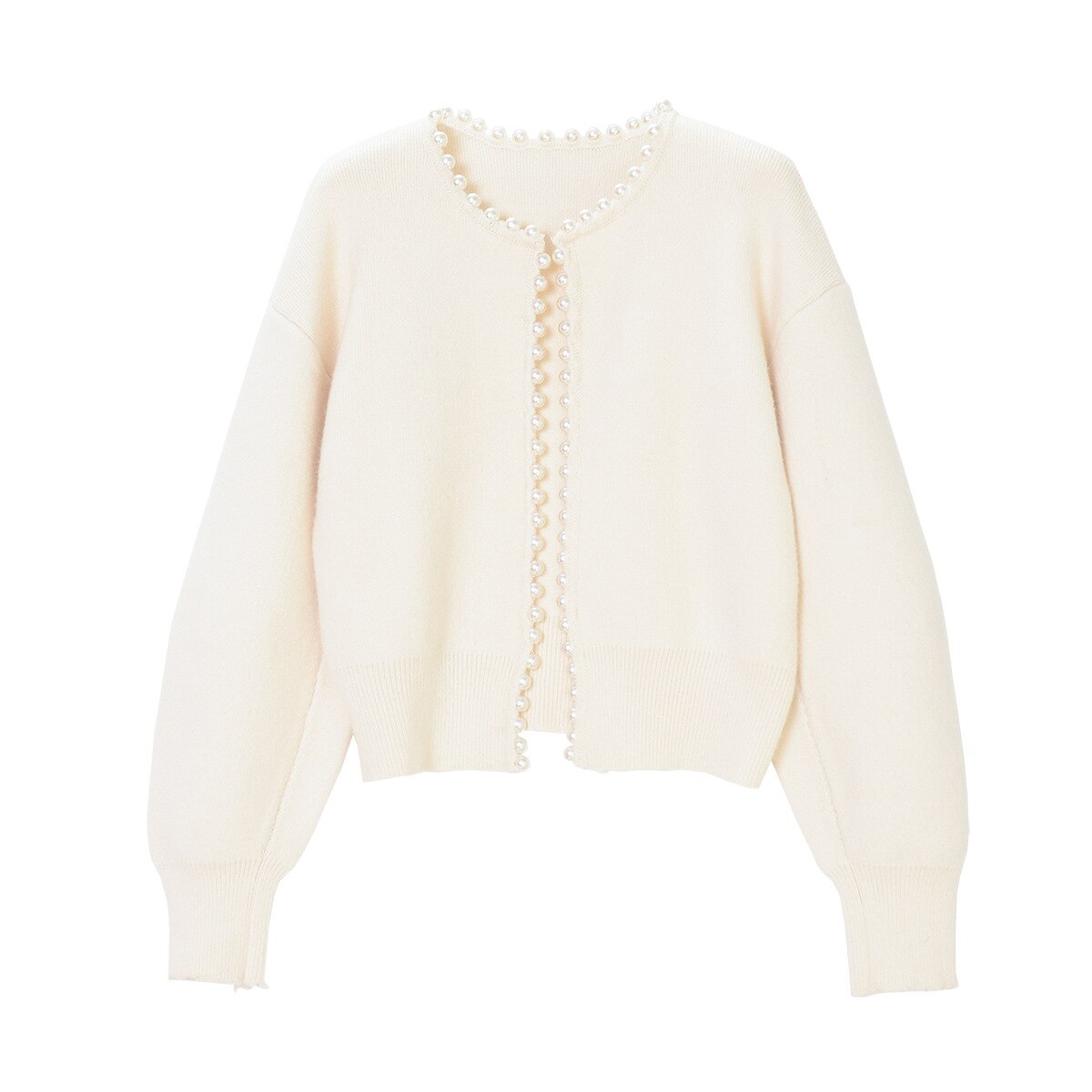 FEMKE | Cardigan Trui Voor Dames Met Pareldetails En Open Voorzijde – Elegant, Tijdloos, Verfijnd