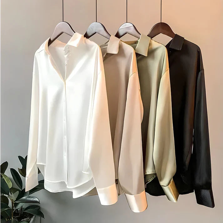 JOLINE | Zijde Zachte Glanzende Blouse Voor Dames - Klasse, Luxe & Tijdloos
