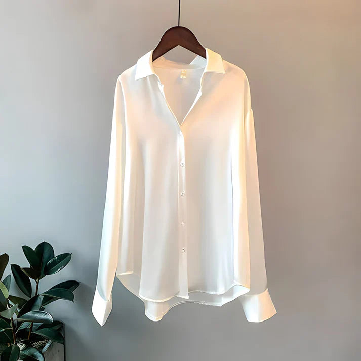 JOLINE | Zijde Zachte Glanzende Blouse Voor Dames - Klasse, Luxe & Tijdloos