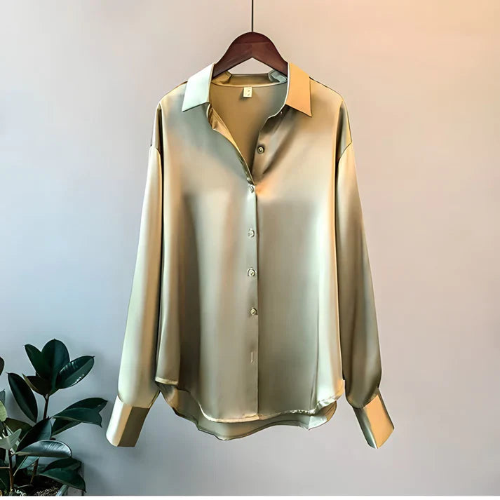 JOLINE | Zijde Zachte Glanzende Blouse Voor Dames - Klasse, Luxe & Tijdloos