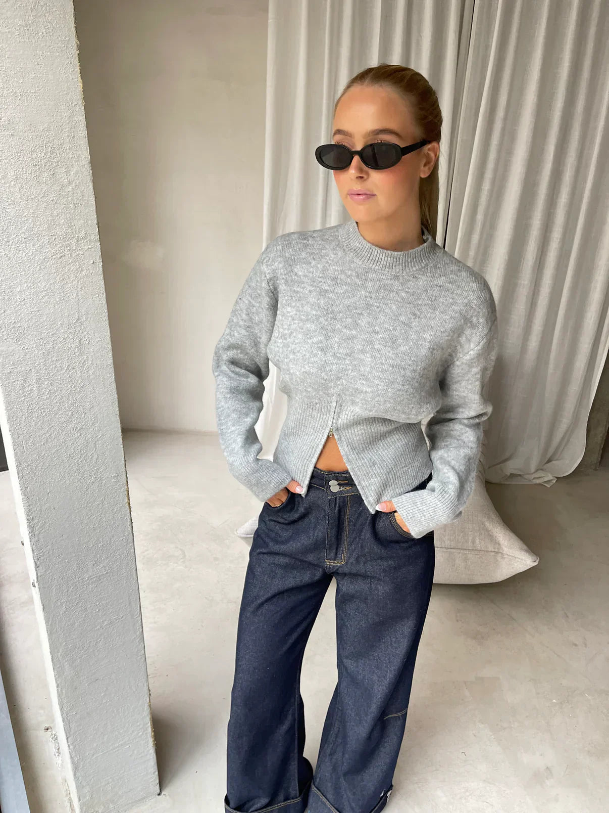 LAURA | Casual Trui Voor Dames Met Split Met Rits - Comfortabel & Verfijnd