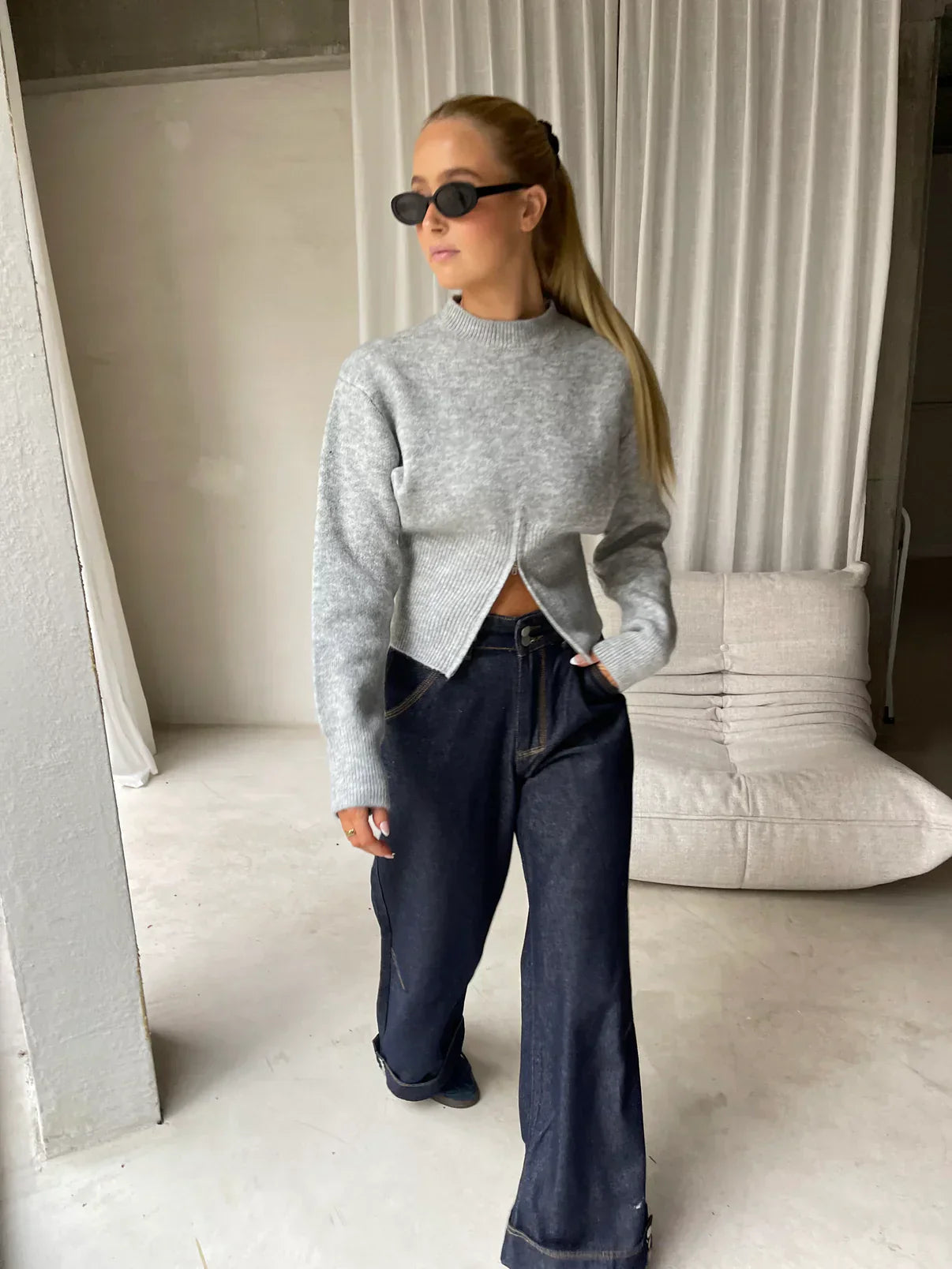 LAURA | Casual Trui Voor Dames Met Split Met Rits - Comfortabel & Verfijnd