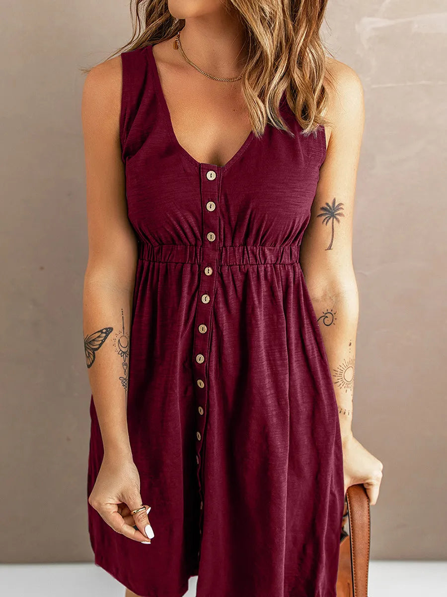 ISALIE | Casual Zomerjurk Voor Dames Met Knoop Details - Luchtig & Stijlvol