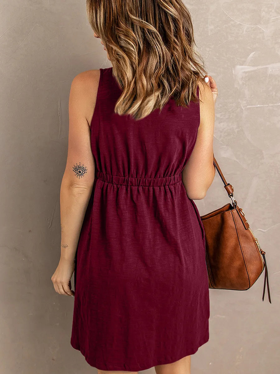 ISALIE | Casual Zomerjurk Voor Dames Met Knoop Details - Luchtig & Stijlvol