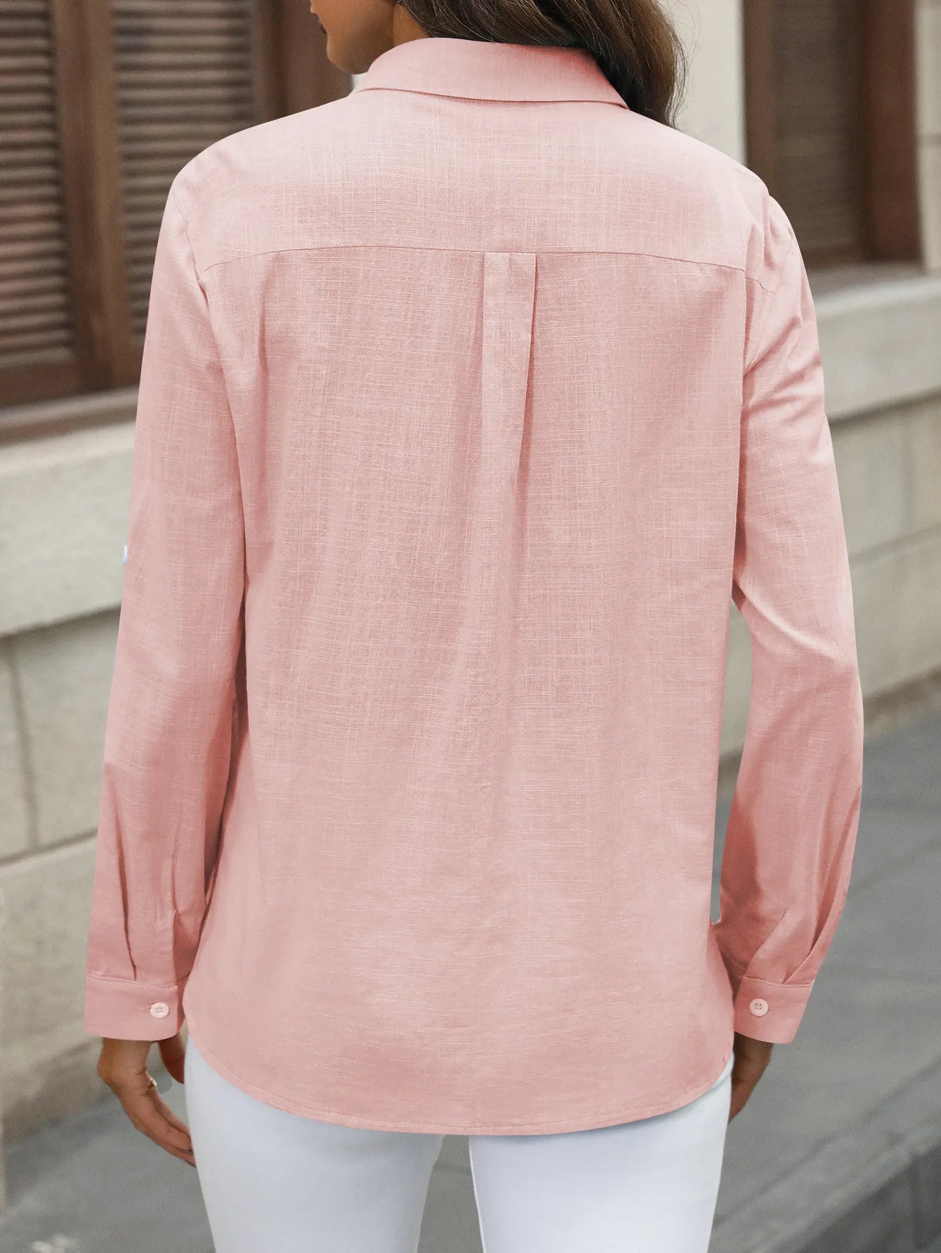 JADE | Lichte Katoenen Zomer Blouse voor Dames Met Oprollende Mouwen - Zomers & Comfortabel