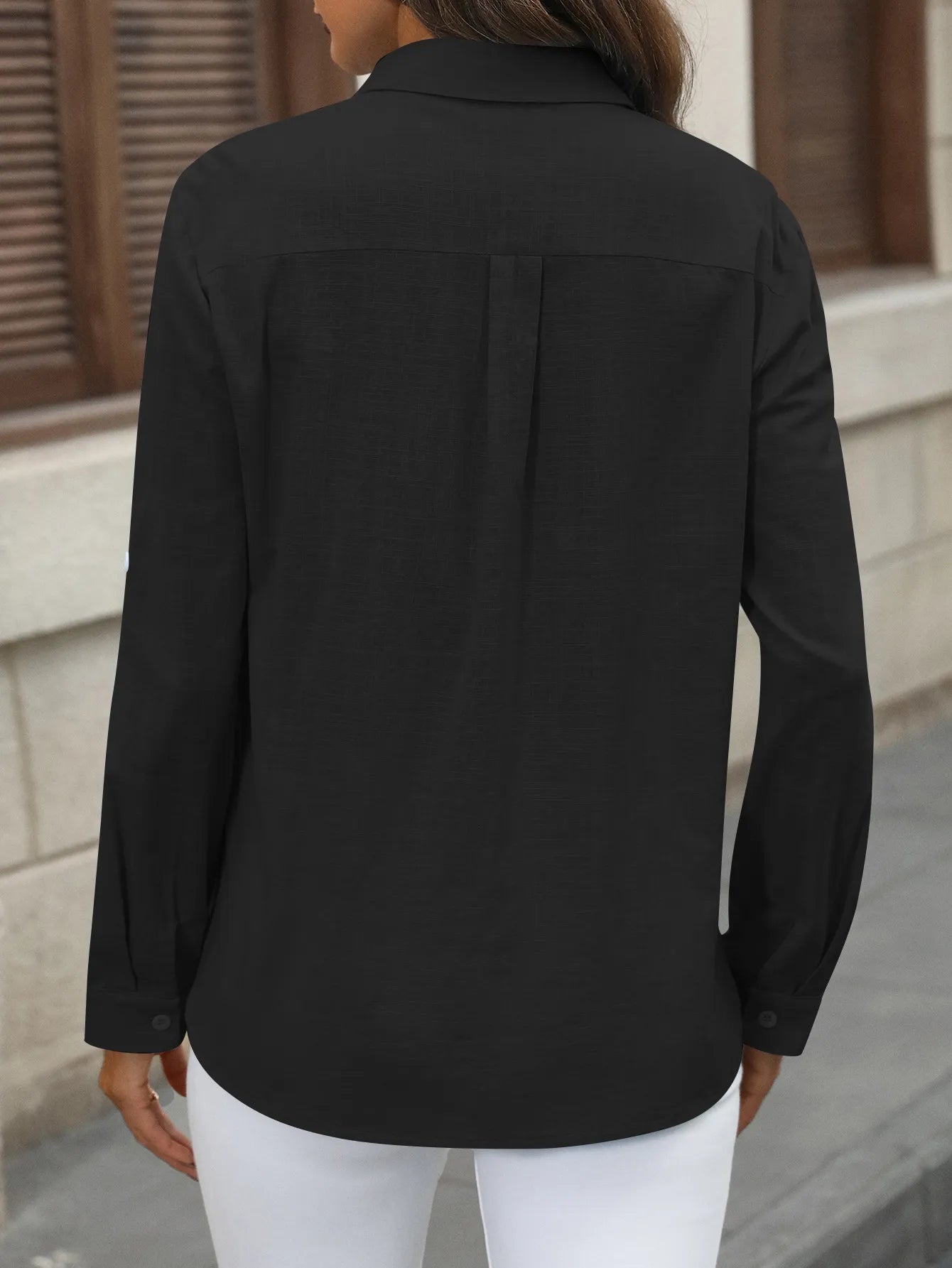 JADE | Lichte Katoenen Zomer Blouse voor Dames Met Oprollende Mouwen - Zomers & Comfortabel
