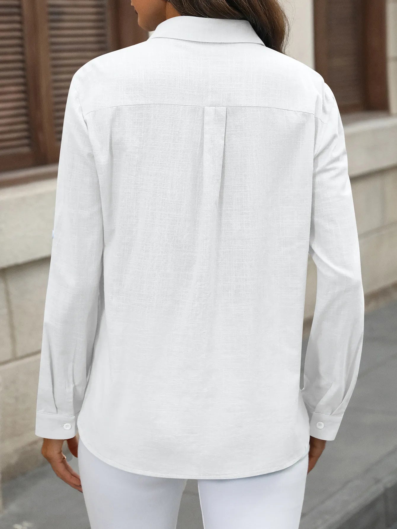 JADE | Lichte Katoenen Zomer Blouse voor Dames Met Oprollende Mouwen - Zomers & Comfortabel