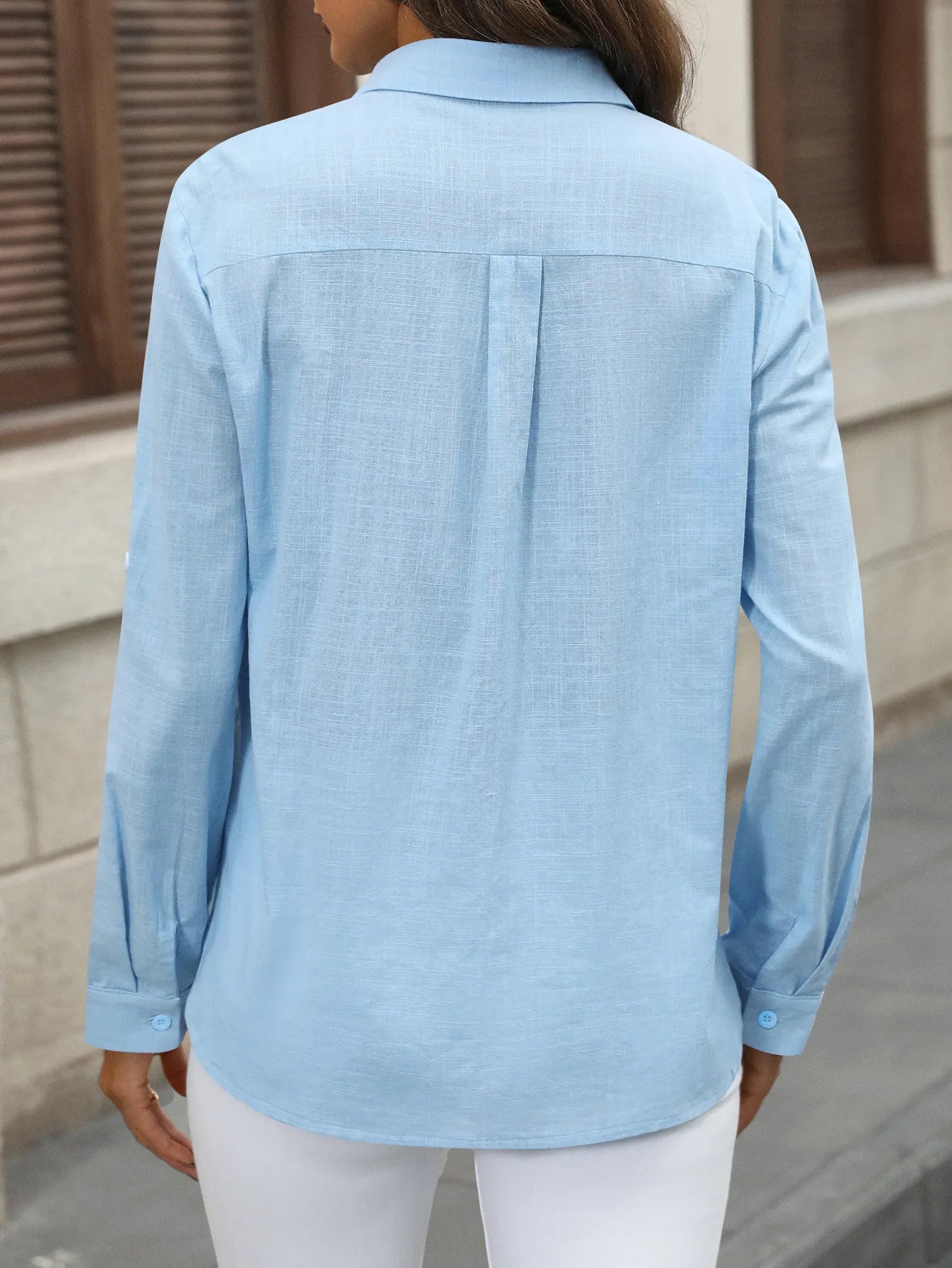 JADE | Lichte Katoenen Zomer Blouse voor Dames Met Oprollende Mouwen - Zomers & Comfortabel