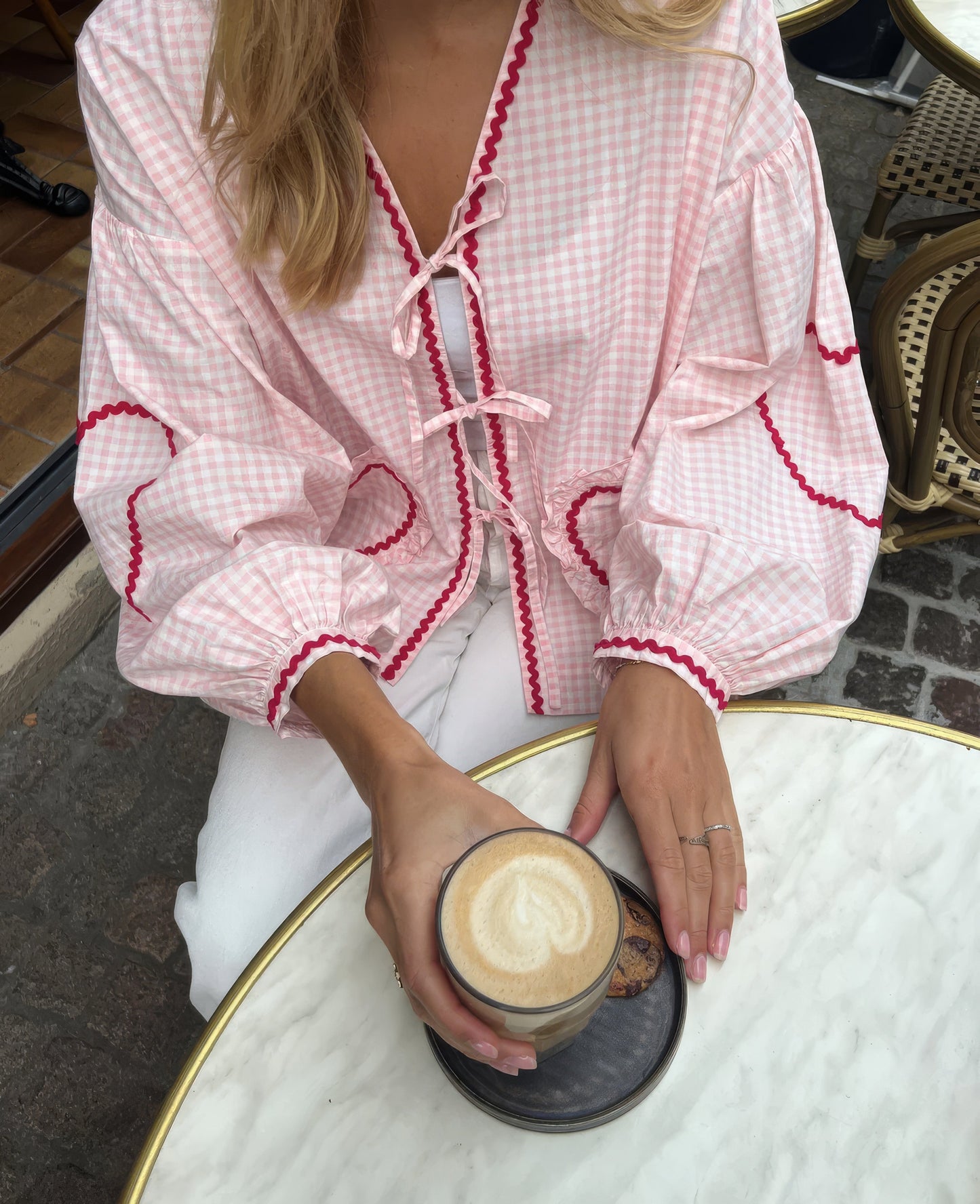 JESSICA | Zomerse Dames Blouse met Hartdetails en Ruitprint