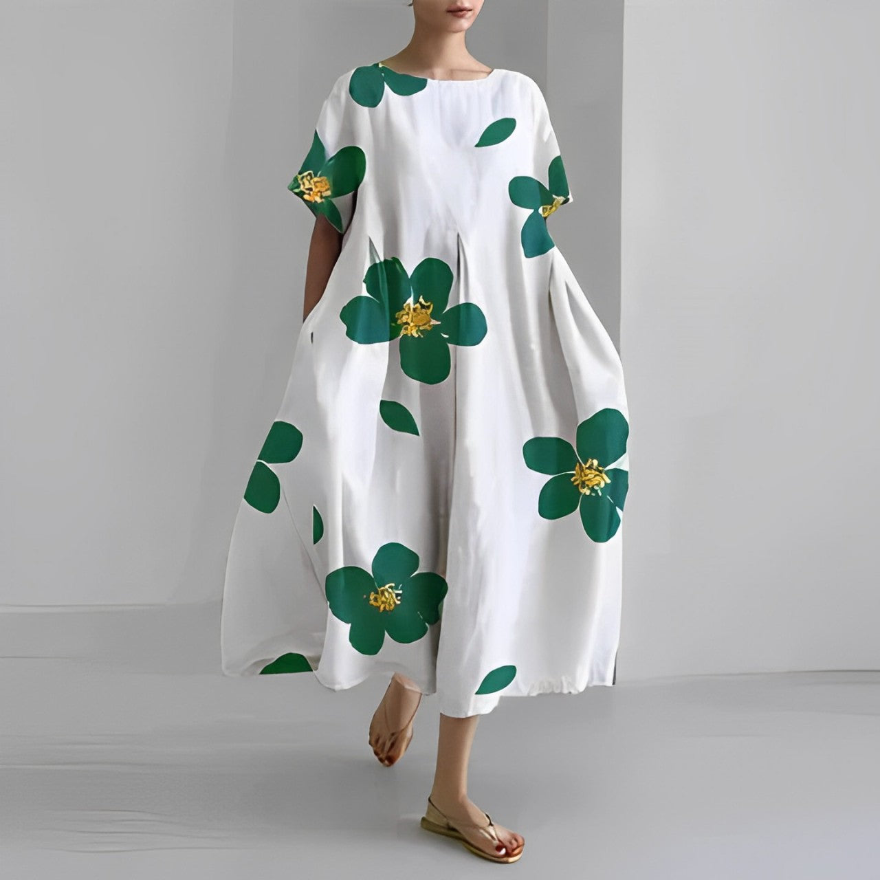 SERINA | Bedrukte Damesjurk Met Bloemenprint – Tijdloos, Vrouwelijk & Comfortabel Voor Elke Zomerdag