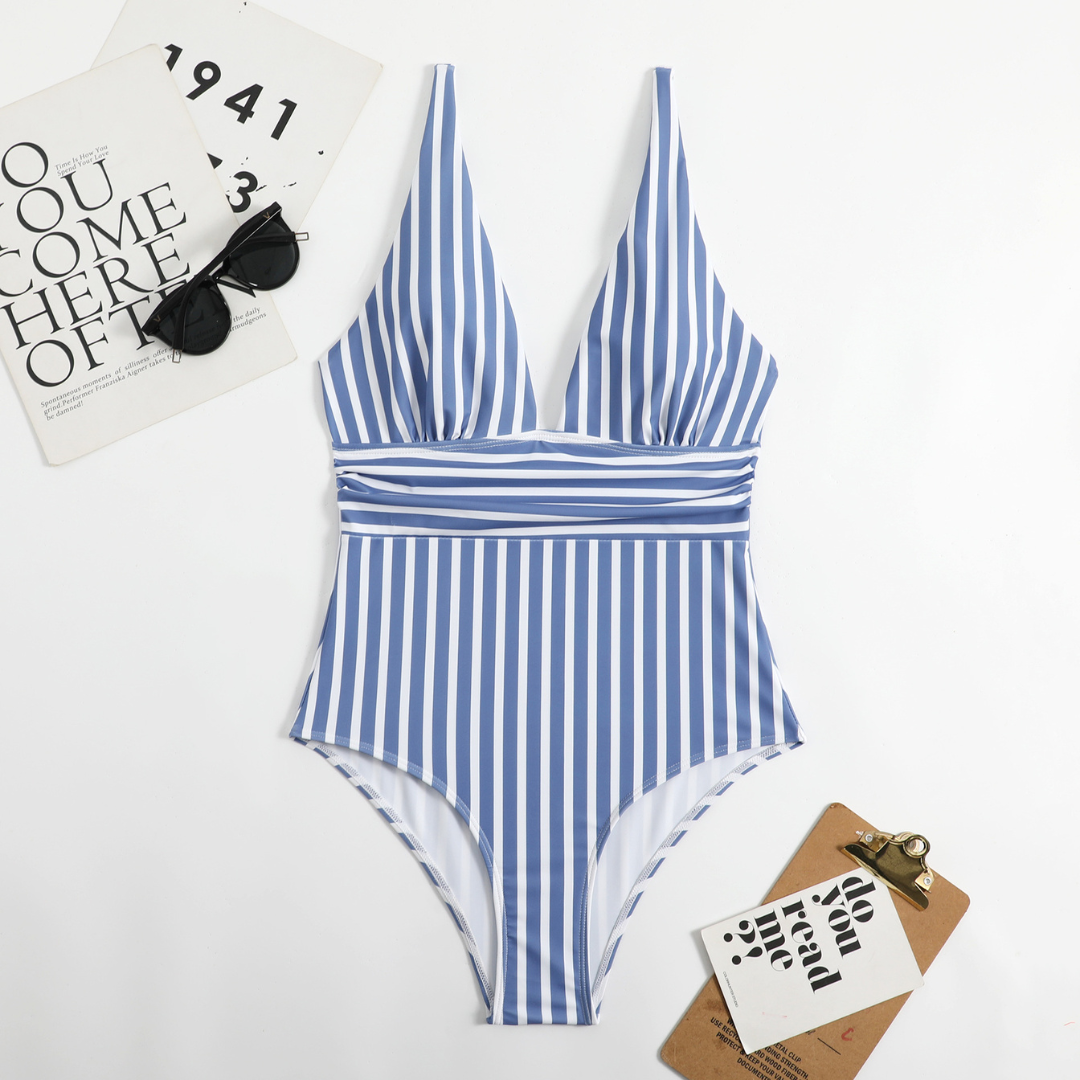 HORIZON | Flatterend Gestreept One-Piece Badpak Voor Dames – Elegant, Flatterend & Perfect Voor Strand of Zwembad