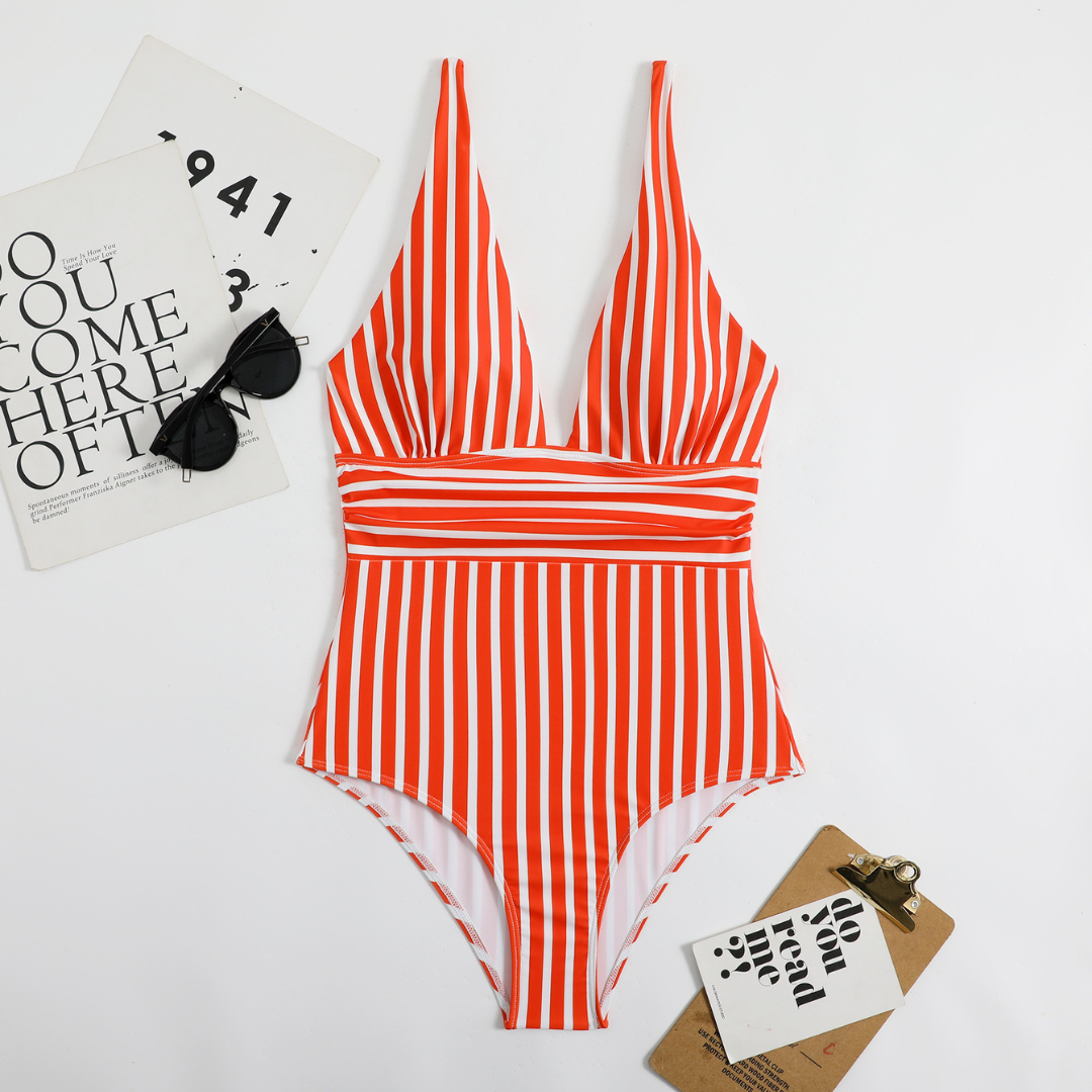 HORIZON | Flatterend Gestreept One-Piece Badpak Voor Dames – Elegant, Flatterend & Perfect Voor Strand of Zwembad