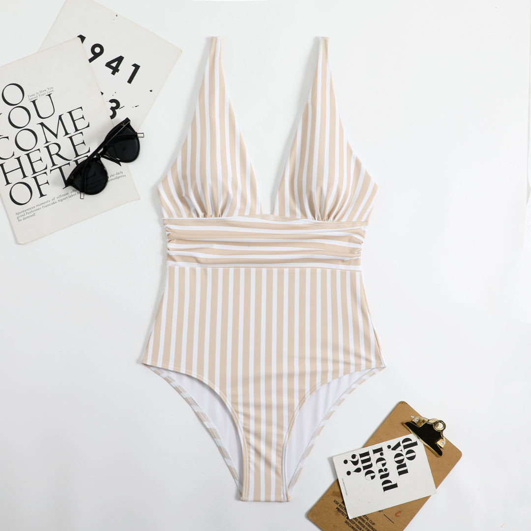 HORIZON | Flatterend Gestreept One-Piece Badpak Voor Dames – Elegant, Flatterend & Perfect Voor Strand of Zwembad