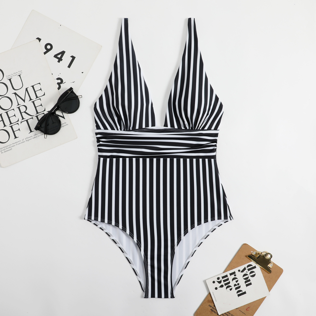 HORIZON | Flatterend Gestreept One-Piece Badpak Voor Dames – Elegant, Flatterend & Perfect Voor Strand of Zwembad