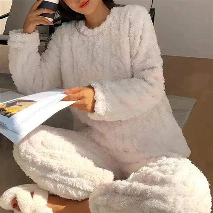 Cozy Fleece Lounge Pyjamaset Voor Dames – Warm, Zacht & Perfect Voor Koude Avonden