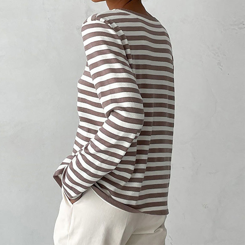 EZRA | Gestreept T-Shirt met Lange Mouwen voor Dames – Tijdloos, Comfortabel & Perfect te Combineren
