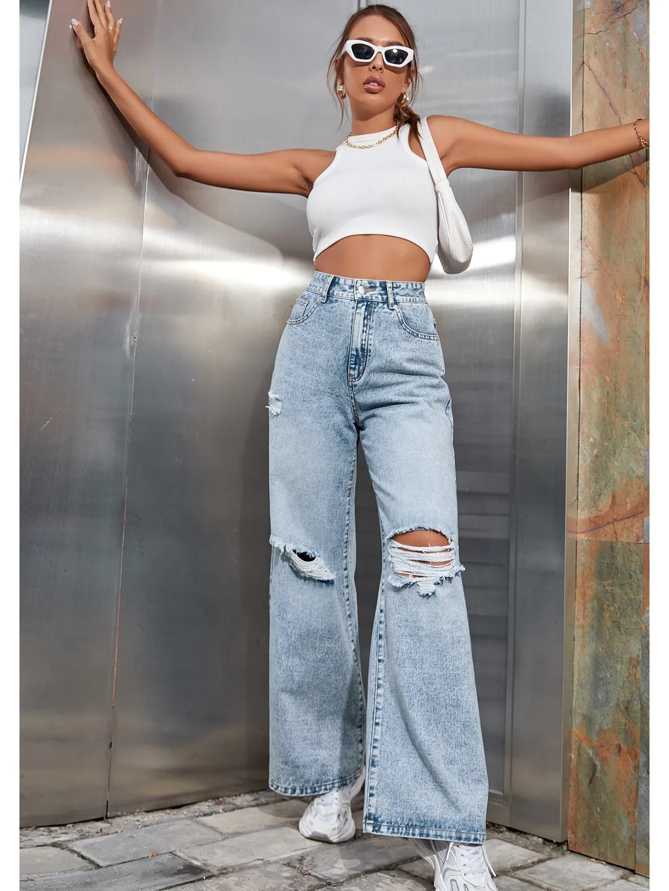 NIA | Wijde Damesjeans – Casual Denim met Ripped Details & Trendy Uitstraling