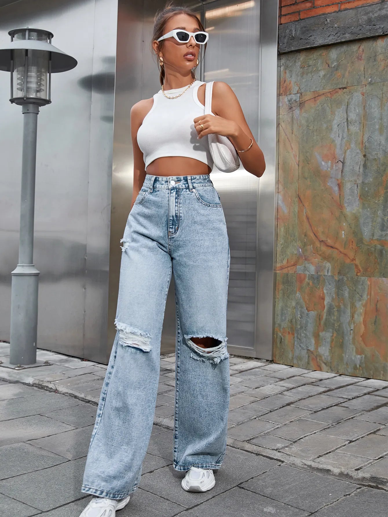 NIA | Wijde Damesjeans – Casual Denim met Ripped Details & Trendy Uitstraling