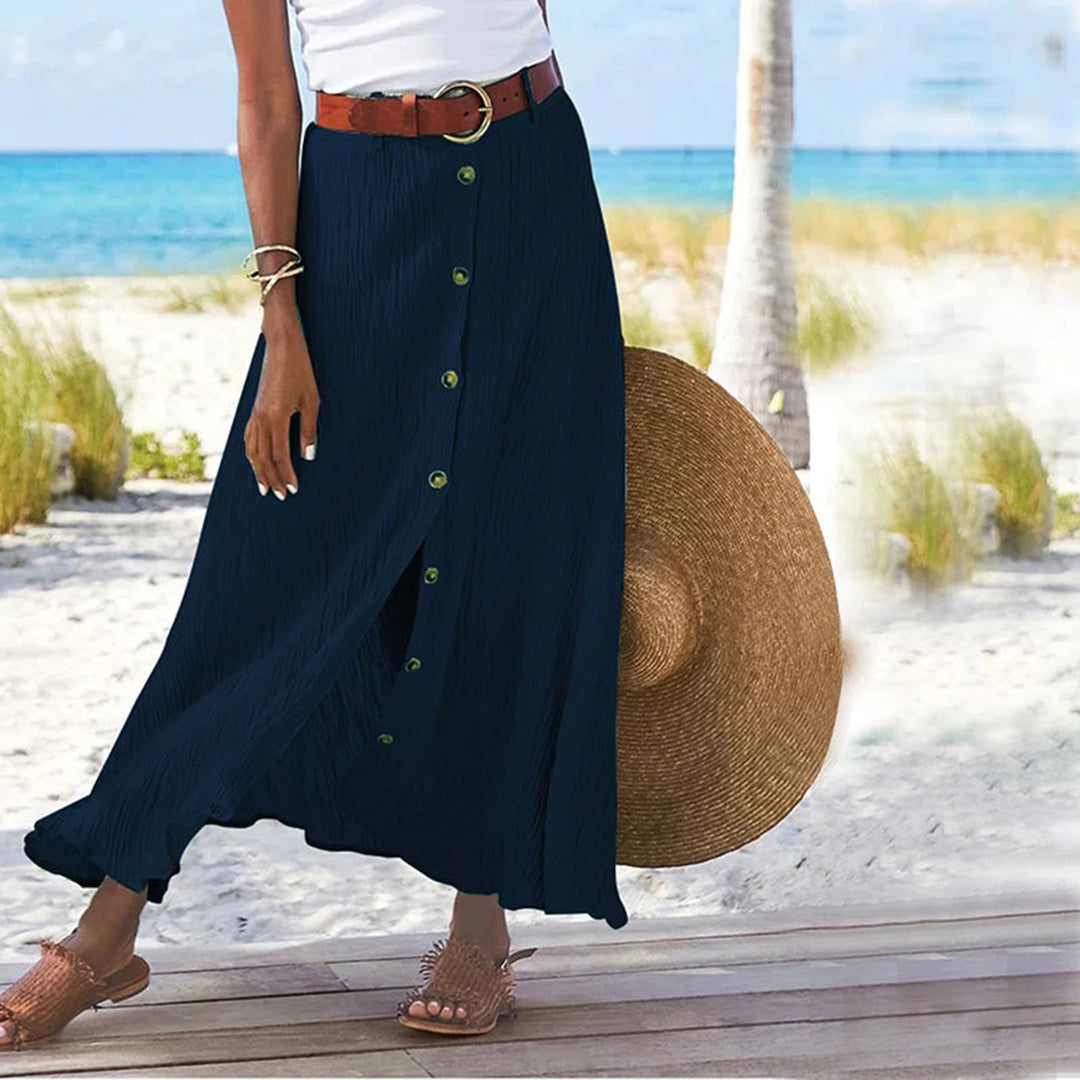 TAVIRA | Maxi Zomer Rok Voor Dames Met Blouse knoop Design - Zomers & Luchtig