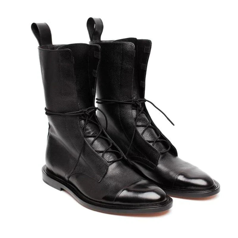 PIA | Tijdloze Zwarte Veterlaars Voor Dames Met Glanzende Neus - Elegant & Comfortabel