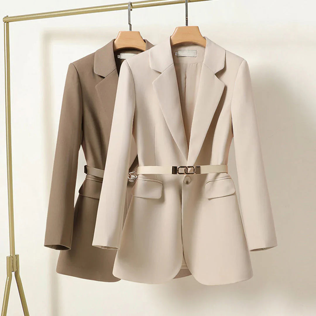 ELENA | Elegante Lange Dames Blazer Met Riem – Vrouwelijk, Gekleed & Tijdloos Mooi