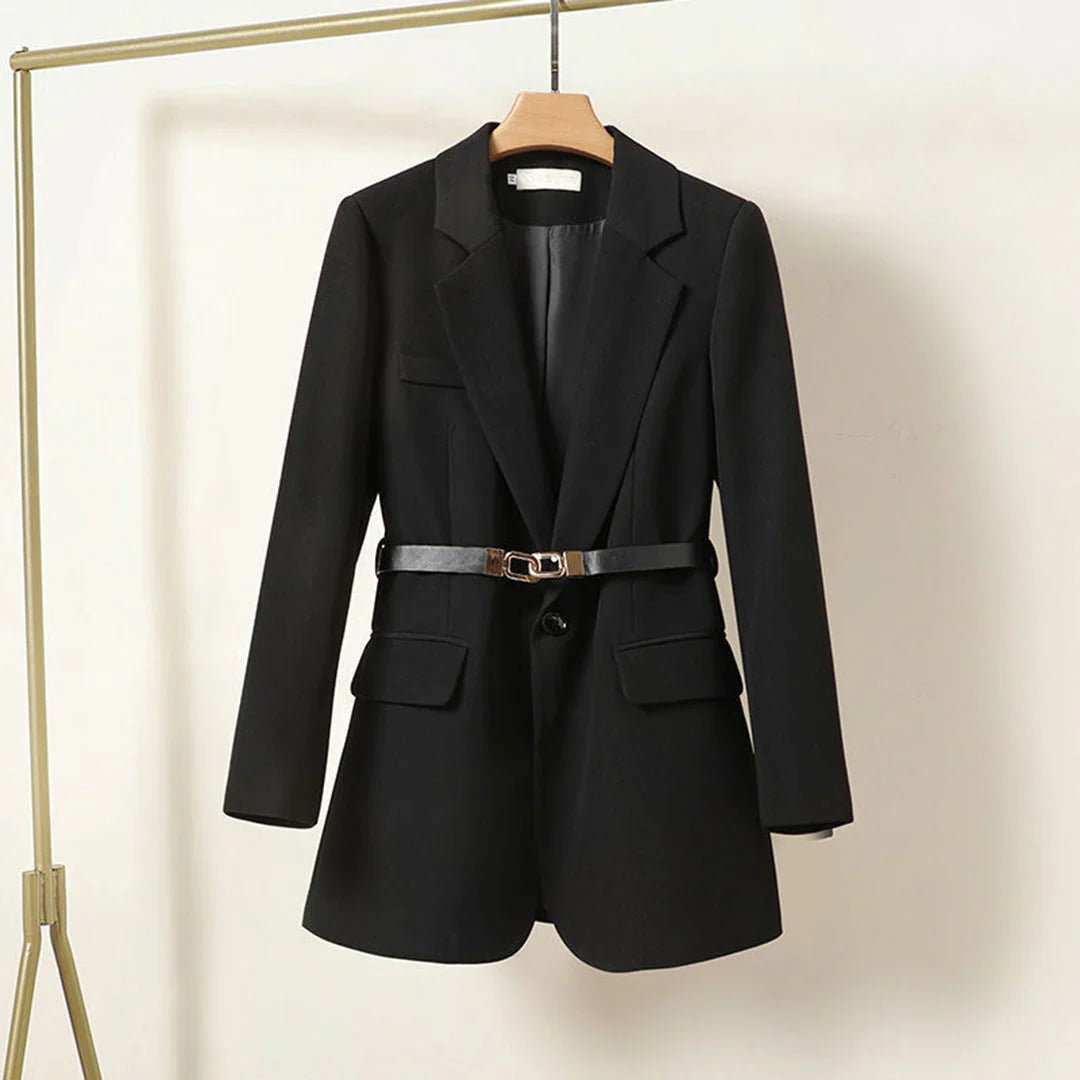 ELENA | Elegante Lange Dames Blazer Met Riem – Vrouwelijk, Gekleed & Tijdloos Mooi