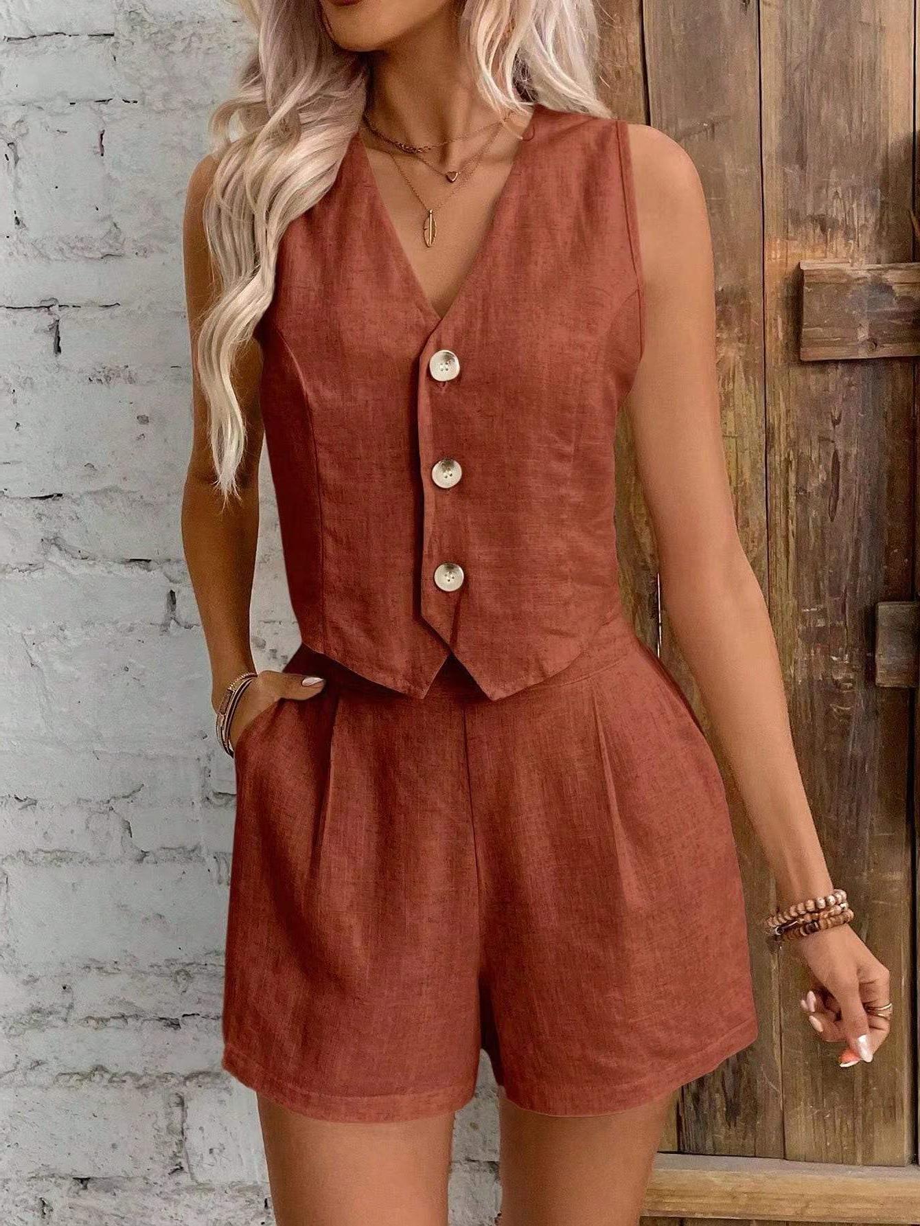 JULIETTE | Dames Zomerset met Linnenlook en Knoopdetail