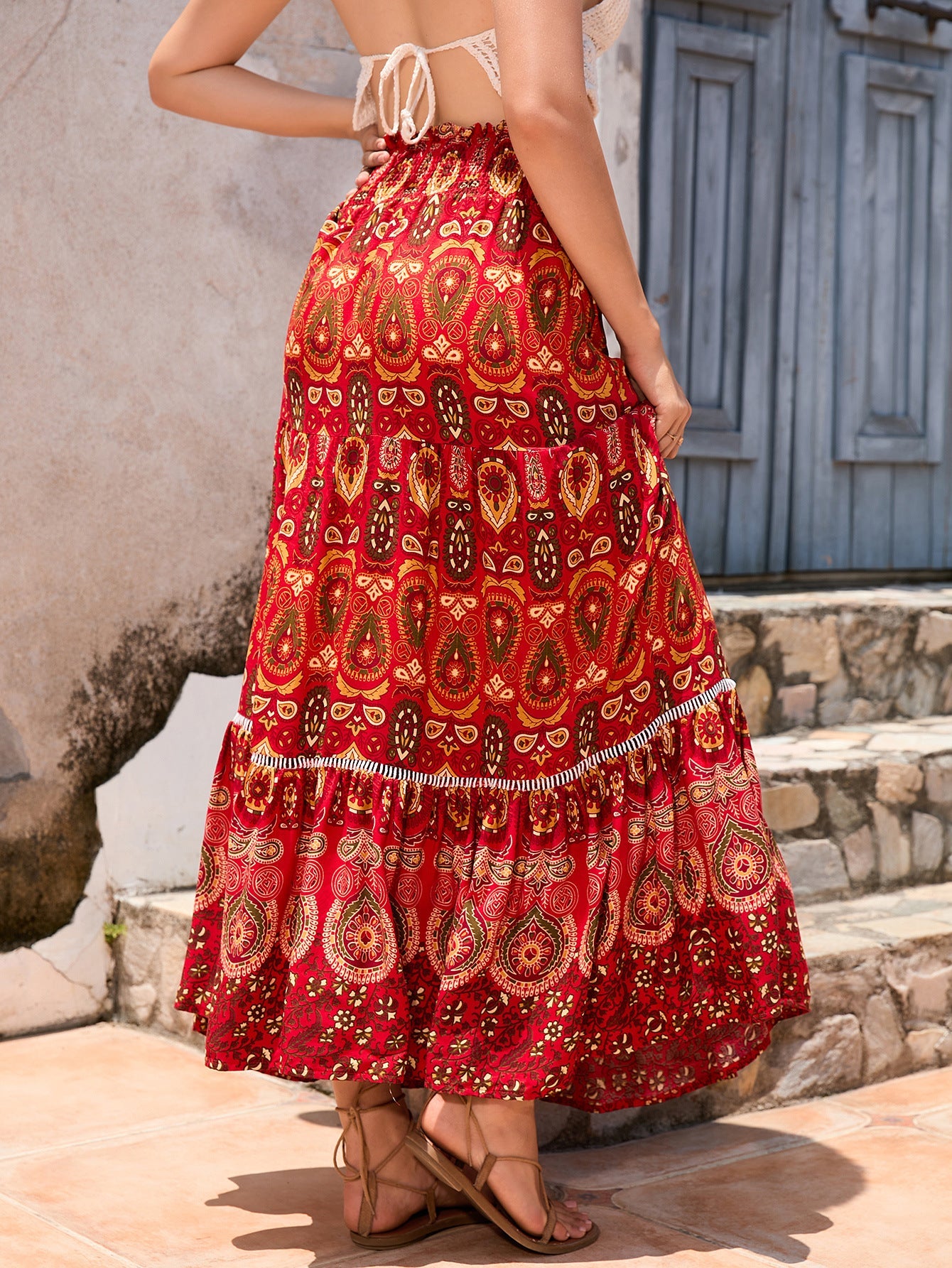 YMKE | Zomerse Maxi Rok Voor Dames Met Boho Print - Elegant, Uniek & Modieus