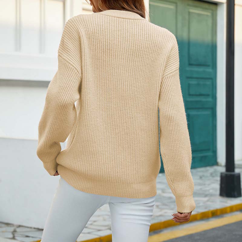 LORRAINE | Casual Gebreide Trui Met Ronde Hals & Knoopdetails – Perfect voor de Herfst & Winter