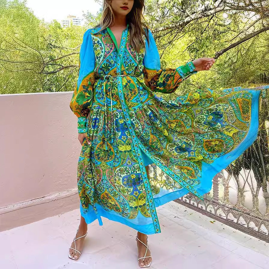 YVETTE | Maxi Jurk Met Boho Print Voor Dames - Gedurfd, Stijlvol & Uniek