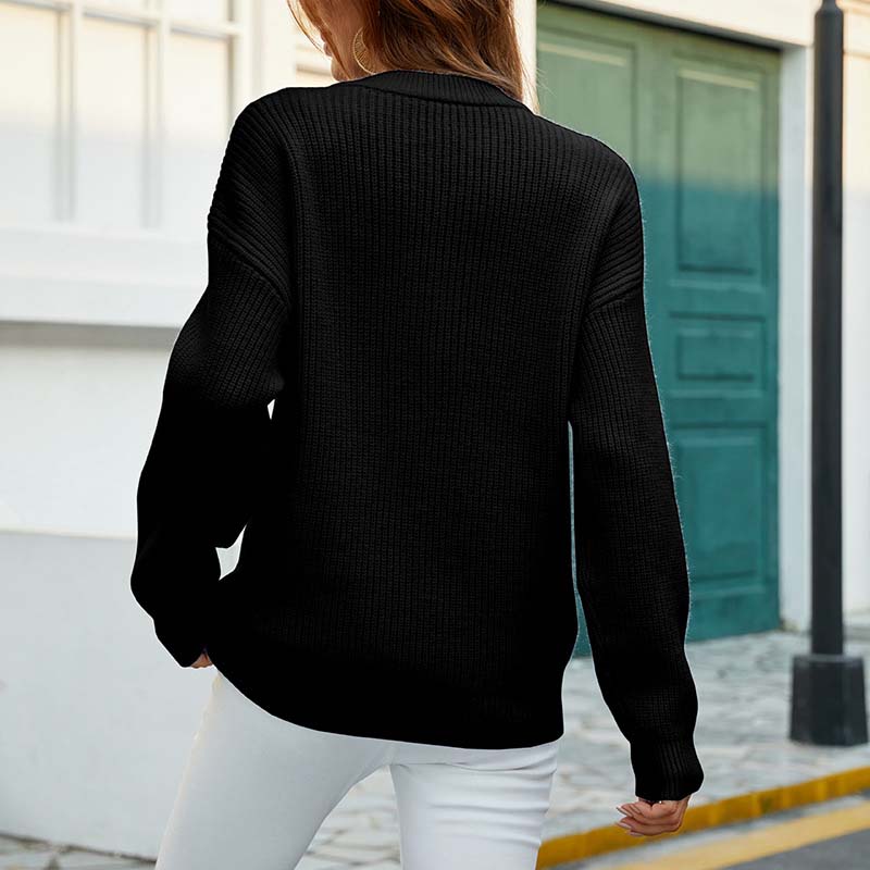 LORRAINE | Casual Gebreide Trui Met Ronde Hals & Knoopdetails – Perfect voor de Herfst & Winter