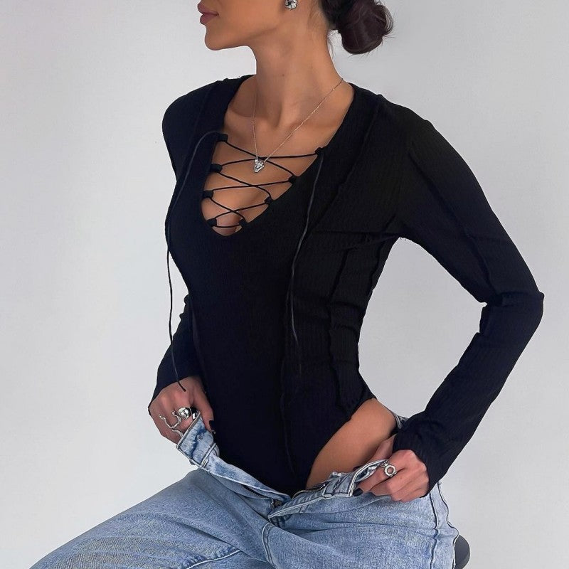 NOVA | Dames Body Met Vetersluiting & Aansluitende Pasvorm – Verleidelijk, Comfortabel & Perfect Voor Elke Look