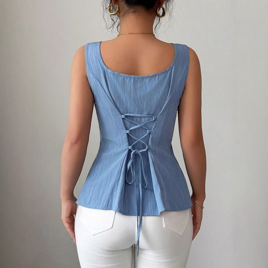 LINA | Slim Fit Dames Top met Vierkante Hals – Zacht, Casual & Tijdloos