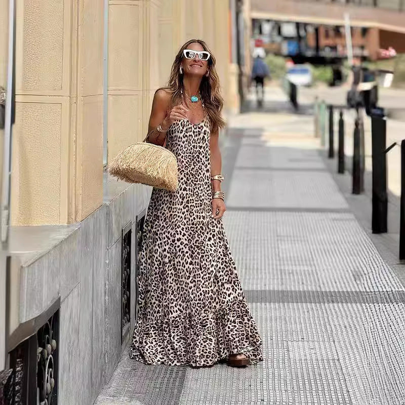 FRANCIS | Maxi Zomerjurk Voor Dames Met Luipaard Print - Stijlvol & Flatterend