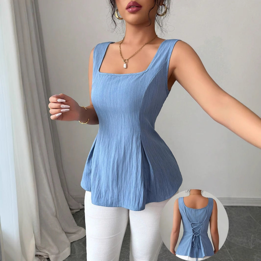 LINA | Slim Fit Dames Top met Vierkante Hals – Zacht, Casual & Tijdloos