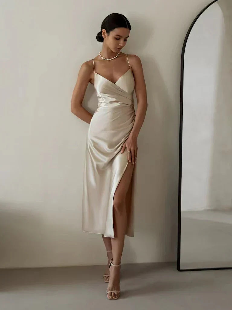 INES | Satijnen Avondjurk Met Open Rug - Chic, Elegant & Onweerstaanbaar