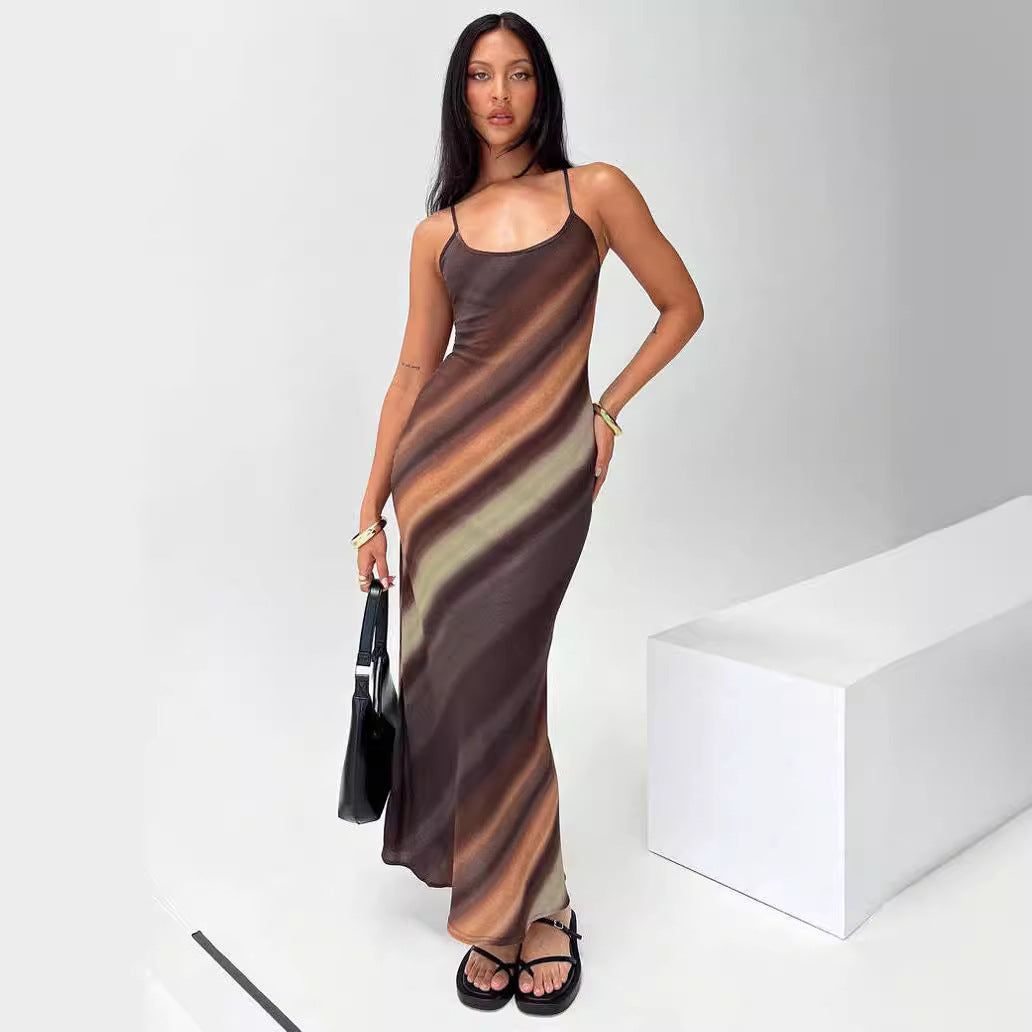 WOLF | Maxijurk Met Kleurverloop & Spaghettibandjes – Luchtig, Elegant & Perfect Voor Zomer Of Gelegenheid
